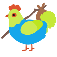 A sky and lime chicken with a head pattern
