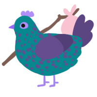 Fungal Spore, a teal and overcast chicken with a speckle pattern
