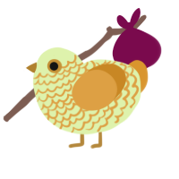 Cutie, a apple and orange chicken with a lace pattern