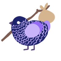 Keith, a navy and lilac chicken with a lace pattern
