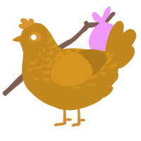 A ochre chicken with a half-lace pattern