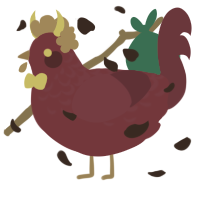 Wine, a maroon and black chicken with a half-lace pattern