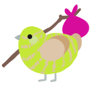 Unripe bean, a lime and beige chicken with a bar pattern