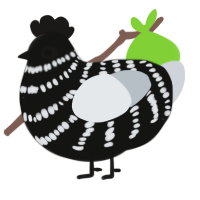 A black and mist chicken with a bar pattern