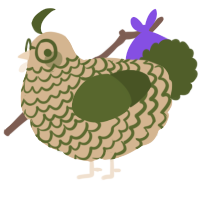 A beige and olive chicken with a lace pattern