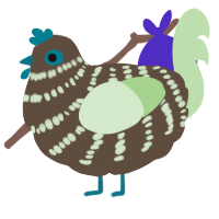 (unnamed), a bark and gluppy chicken with a bar pattern