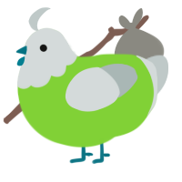 A grass and silver chicken with a head pattern