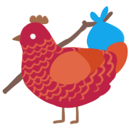 A crimson and vermilion chicken with a lace pattern