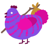 (unnamed), a blurple and fuchsia chicken with a bar pattern