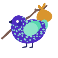 Battery, a indigo and mint chicken with a speckle pattern