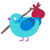 Balsa, a aqua and sapphire chicken with a neck-speckle pattern