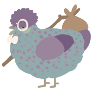 A sky and indigo chicken with a speckle pattern