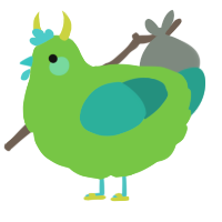 hobgoblin, a grass and turquoise chicken