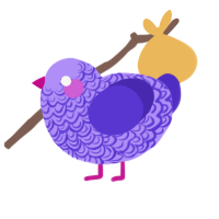 Twilight Sparkle, a lilac and indigo chicken with a double-lace pattern
