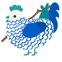 (unnamed), a white and ultramarine chicken with a lace pattern