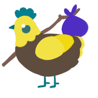 A bark and yellow chicken with a head pattern