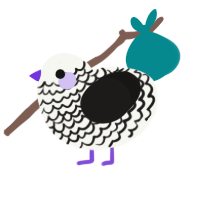Gawth, a white and sable chicken with a lace pattern