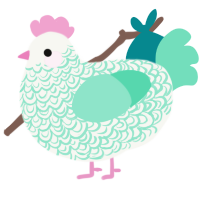 A white and mint chicken with a double-lace pattern