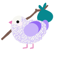Aubrey, a white and lilac chicken with a double-lace pattern