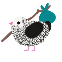 Knight, a white and sable chicken with a double-lace pattern