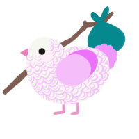 LaLa, a white and lavender chicken with a double-lace pattern