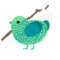 Algae, a spring and teal chicken with a lace pattern