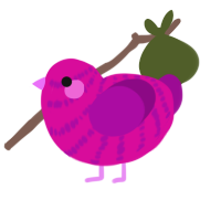 Pimk, a fuchsia and plum chicken with a bar pattern