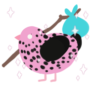 Sparkle, a pink and black chicken with a speckle pattern