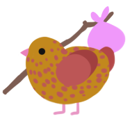 Durian, a ochre and red chicken with a speckle pattern