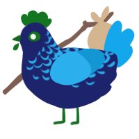 A navy and sky chicken with a half-lace pattern