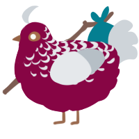 A maroon and mist chicken with a half-lace pattern