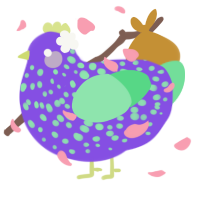 A blurple and spring chicken with a speckle pattern
