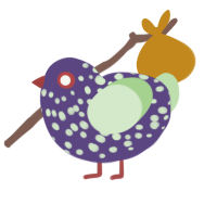 Agnes, a overcast and gluppy chicken with a speckle pattern