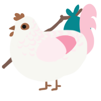 A white and rose chicken with a half-lace pattern