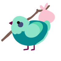 Chiwi, a teal and mint chicken with a head pattern