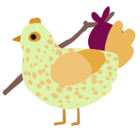 A apple and honey chicken with a speckle pattern