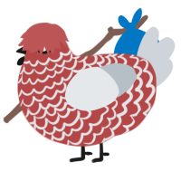A red and mist chicken with a lace pattern