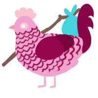 A pink and maroon chicken with a lace pattern