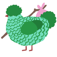 A mint and viridian chicken with a lace pattern