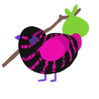 (unnamed), a black and fuchsia chicken with a bar pattern