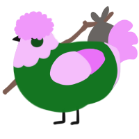 A leaf and lavender chicken with a head pattern