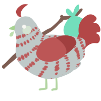 Spine, a silver and red chicken with a bar pattern