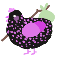 A sable and orchid chicken with a speckle pattern
