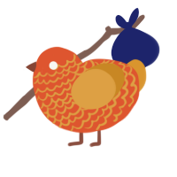 (unnamed), a vermilion and orange chicken with a lace pattern