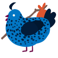 A sapphire and tumblr chicken with a speckle pattern