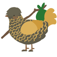 A grey and honey chicken with a lace pattern