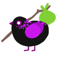 ufs neon pebble, a black and amethyst chicken with a neck-speckle pattern