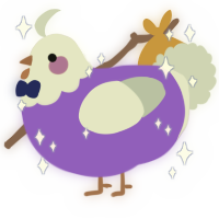 A blurple and silver chicken with a head pattern