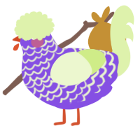 A blurple and apple chicken with a lace pattern