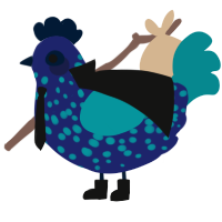 angeleye, a navy and teal chicken with a speckle pattern